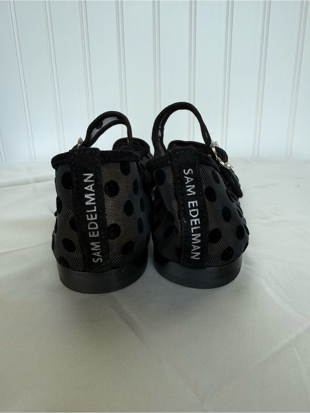Sam Edelman Michaela Mesh Polka Dot Mary Jane Flats Black US 8.5 - Picture 8 of 11